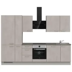 K&uuml;chenleerblock 300 cm in Grau, Schieferfarben, Hellgrau