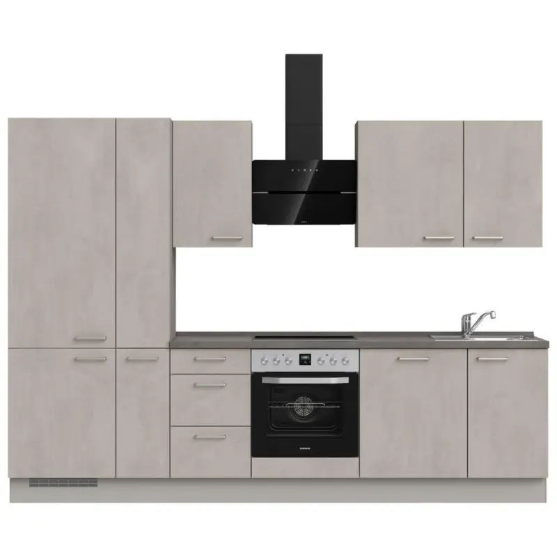 K&uuml;chenleerblock 300 cm in Grau, Schieferfarben, Hellgrau