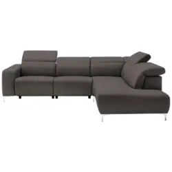 Ecksofa in Echtleder Grau 290/223 cm