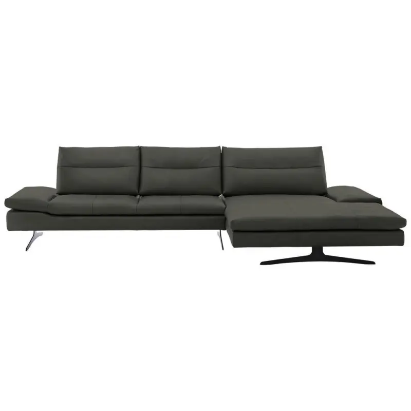 Ecksofa in Echtleder Graphitfarben 342/158 cm