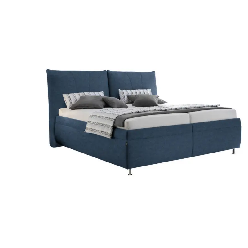 Polsterbett Matratze, gepolstertes Kopfteil, Lattenrost, Bettkasten Blau 200/200 cm