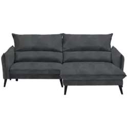 Ecksofa in Velours Anthrazit 238/170 cm