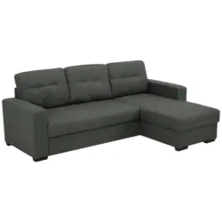 Eckschlafsofa in Mikrofaser Graphitfarben