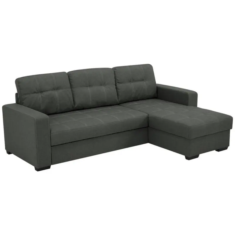 Eckschlafsofa in Mikrofaser Graphitfarben