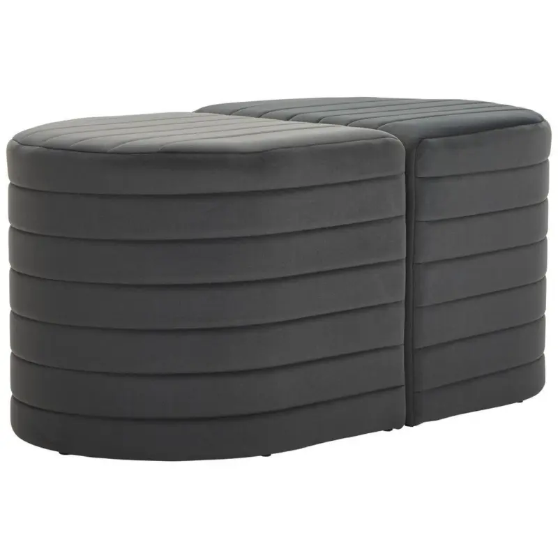 Hockerbank in Textil, Holzwerkstoff Dunkelgrau