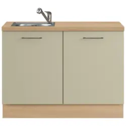 Sp&uuml;lenunterschrank 120/91,8/58 cm in Eichefarben, Salbeigr&uuml;n