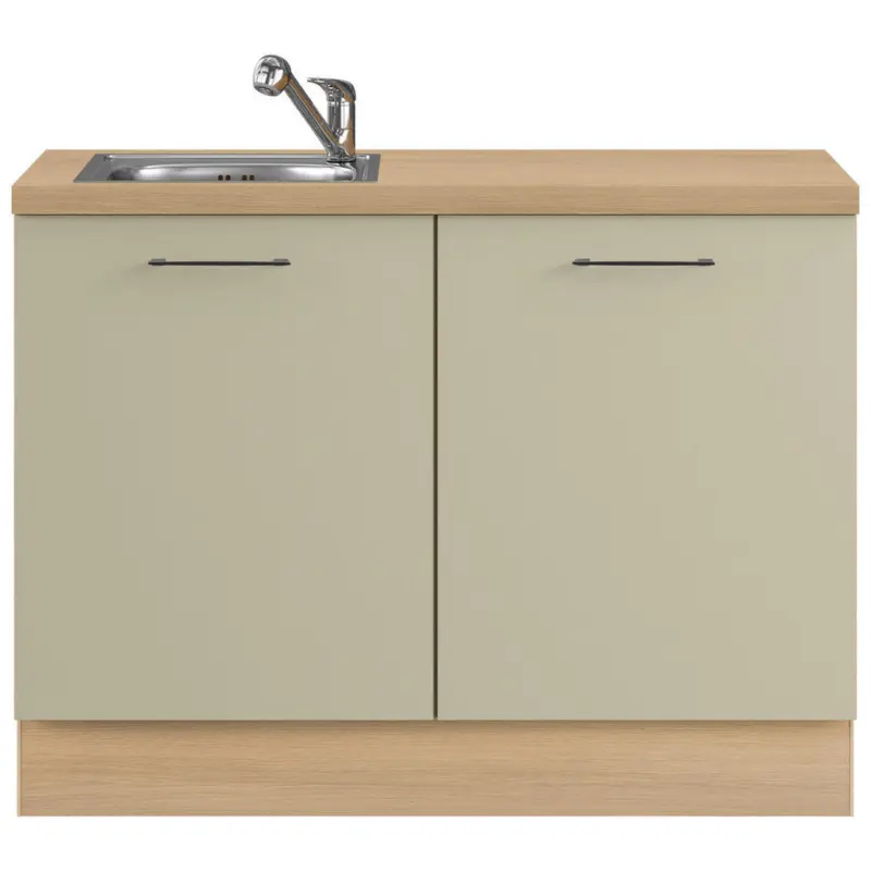 Sp&uuml;lenunterschrank 120/91,8/58 cm in Eichefarben, Salbeigr&uuml;n