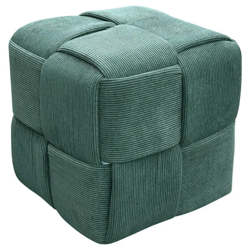 Pouf in Dunkelgr&uuml;n Textil Dunkelgr&uuml;n
