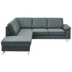 Ecksofa in Echtleder Blaugrau 235/248 cm