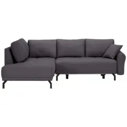 Ecksofa in Samt Dunkelgrau 191/250 cm
