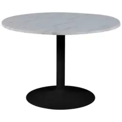 Esstisch 110/110/75 cm Metall, Stein rund Schwarz, Wei&szlig;