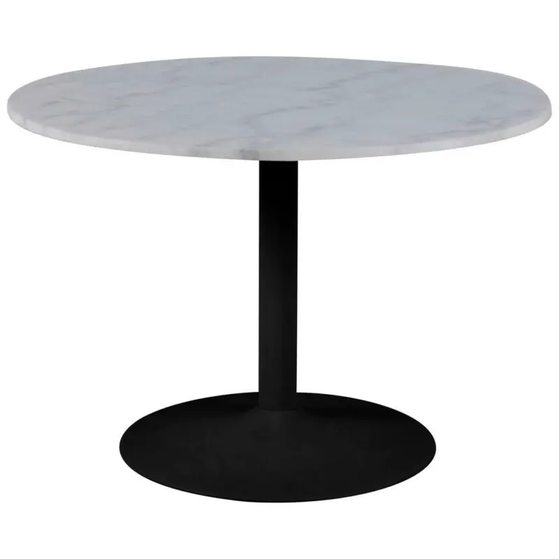 Esstisch 110/110/75 cm Metall, Stein rund Schwarz, Wei&szlig;