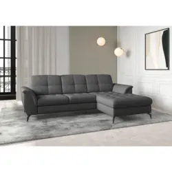 Ecksofa Zora E in Flachgewebe Dunkelgrau 262/164 cm
