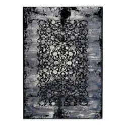 Webteppich 160/230 cm Colorado Flower Grau, Schwarz, Hellgrau, Dunkelgrau