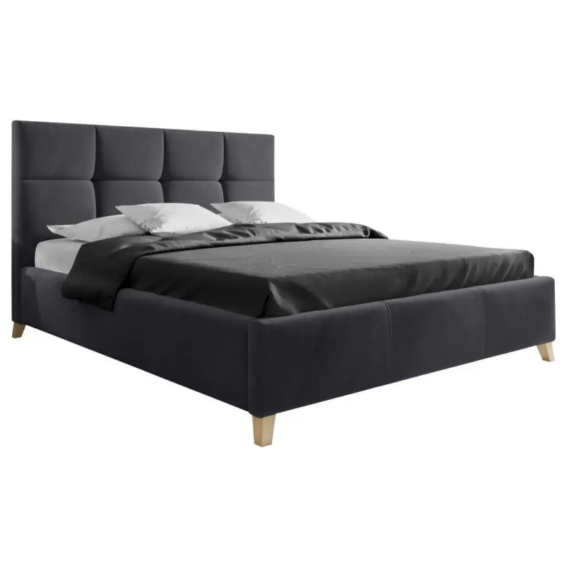 Polsterbett Lattenrost, Bettkasten Schwarz 180/200 cm