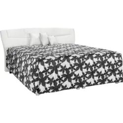 Polsterbett Matratze, gepolstertes Kopfteil, Lattenrost, Bettkasten, Tagesdecke, motorische Verstellbarkeit Schwarz, Wei&szlig; 180/210 cm