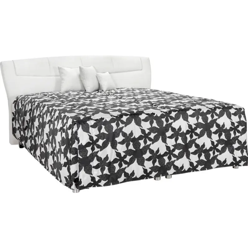 Polsterbett Matratze, gepolstertes Kopfteil, Lattenrost, Bettkasten, Tagesdecke, motorische Verstellbarkeit Schwarz, Wei&szlig; 180/210 cm