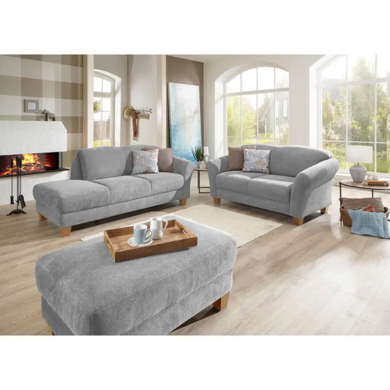 Hocker in Textil Silberfarben