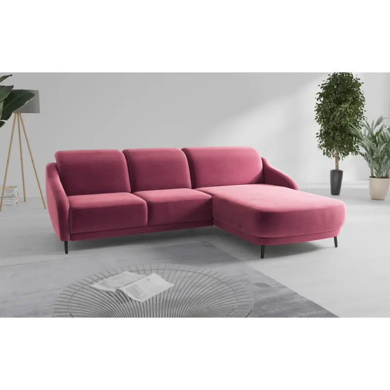 Ecksofa Blues V in Samt Aubergine 271/191 cm