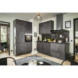 Eckk&uuml;che 120/220 cm in Graphitfarben, Schwarz, Lavagrau