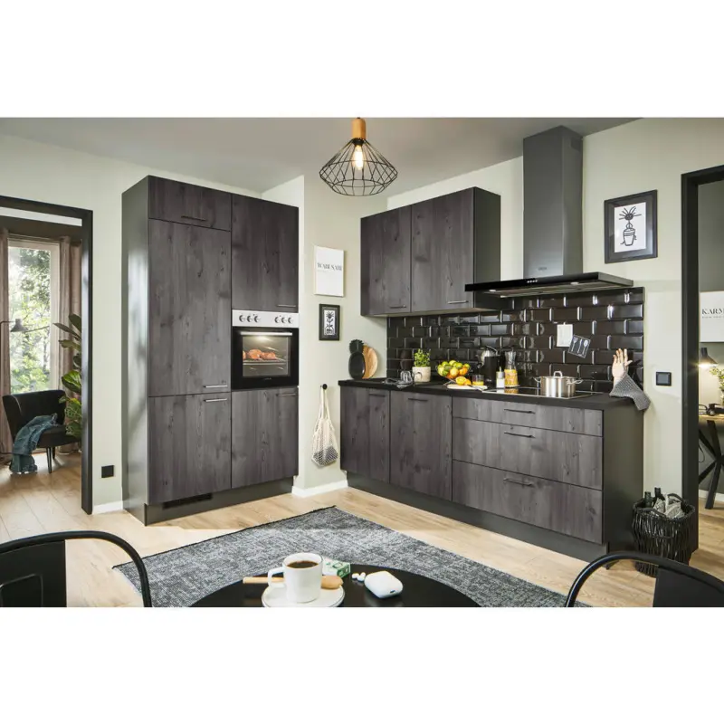 Eckk&uuml;che 120/220 cm in Graphitfarben, Schwarz, Lavagrau