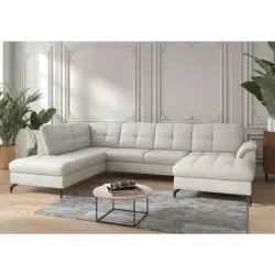 Wohnlandschaft Zora E in Echtleder Wei&szlig;