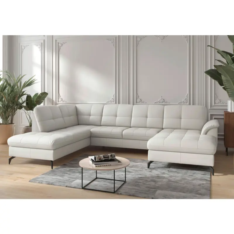 Wohnlandschaft Zora E in Echtleder Wei&szlig;