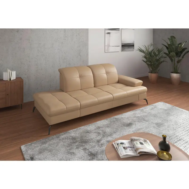 R&eacute;camiere in Vliesstoff Kombination Echtleder/Stoff Cappuccino