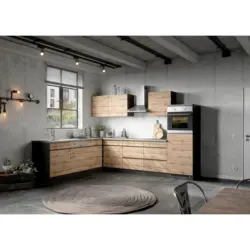 Eckk&uuml;che 240/300 cm in Graphitfarben, Eiche Wotan