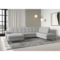 Wohnlandschaft Zora E in Flachgewebe Hellgrau