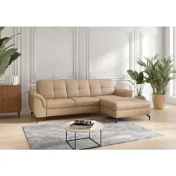 Ecksofa Zora E in Echtleder Cappuccino 262/164 cm