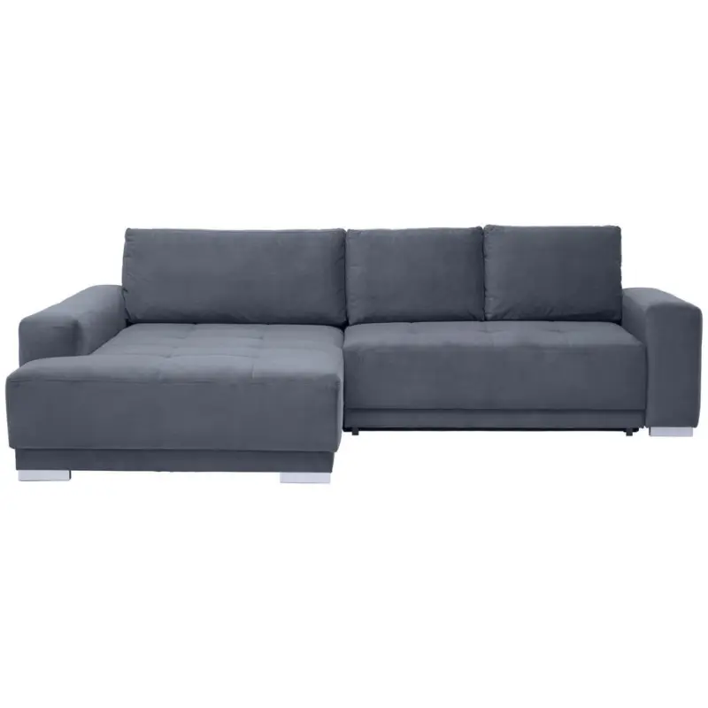 Ecksofa in Samt Grau 195/293 cm