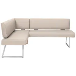 Eckbank 137/208 cm in Creme, Edelstahlfarben