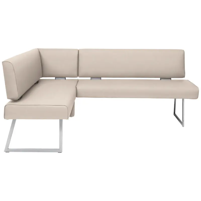 Eckbank 137/208 cm in Creme, Edelstahlfarben