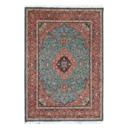Orientteppich 70/140 cm Kashan LT Blue/Peach Orange, Hellblau