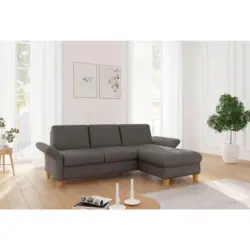 Ecksofa Rochelle E in Flachgewebe Graphitfarben 251/164 cm