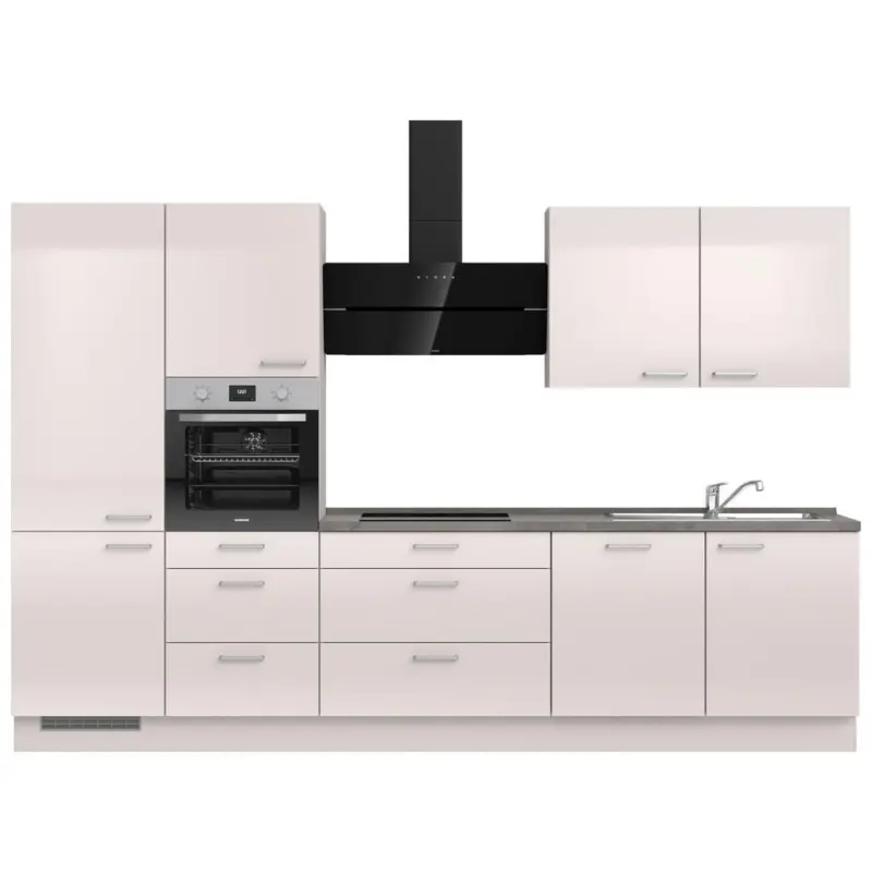 K&uuml;chenleerblock 330 cm in Schieferfarben, Hellgrau