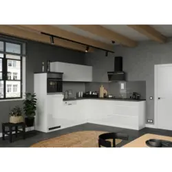 Eckk&uuml;che 240/240 cm in Grau, Wei&szlig;, Wei&szlig; Hochglanz