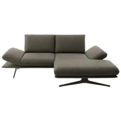 Ecksofa in Flachgewebe Braun 234/155 cm