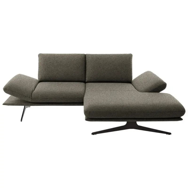 Ecksofa in Flachgewebe Braun 234/155 cm