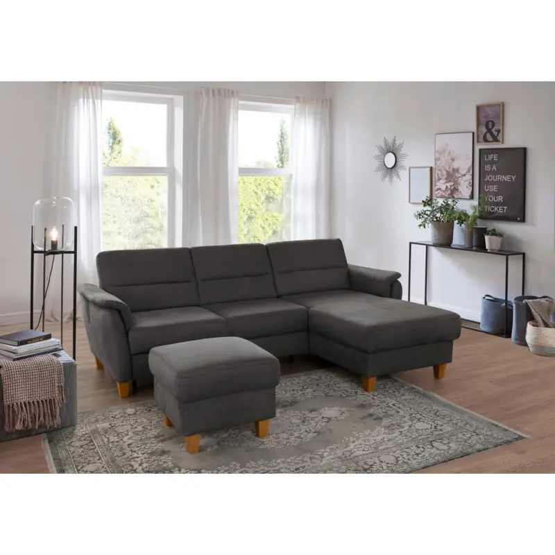 Ecksofa Palmera V in Mikrofaser Grau 244/163 cm