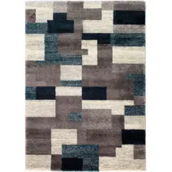 Webteppich 200/290 cm Astor Grid Grau, Petrol