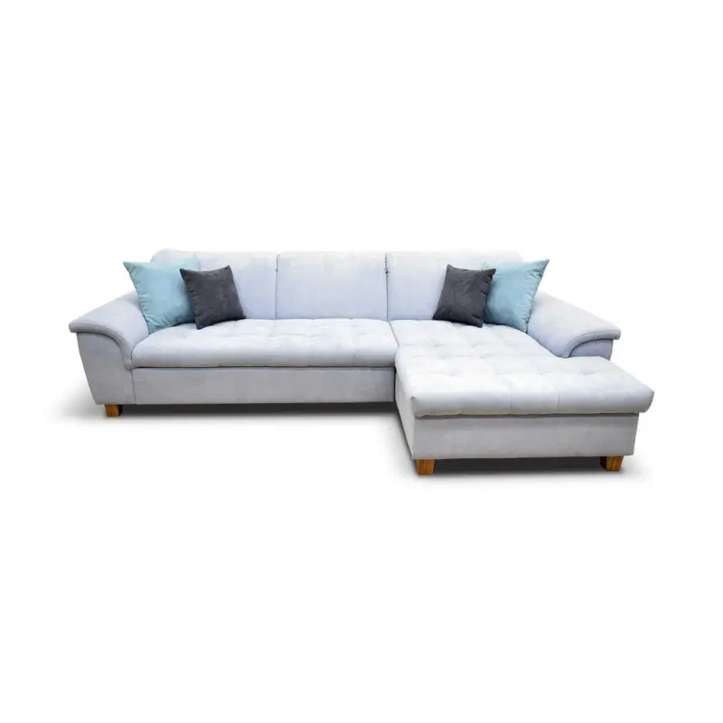 Ecksofa in Mikrofaser Pastellblau 279/170 cm
