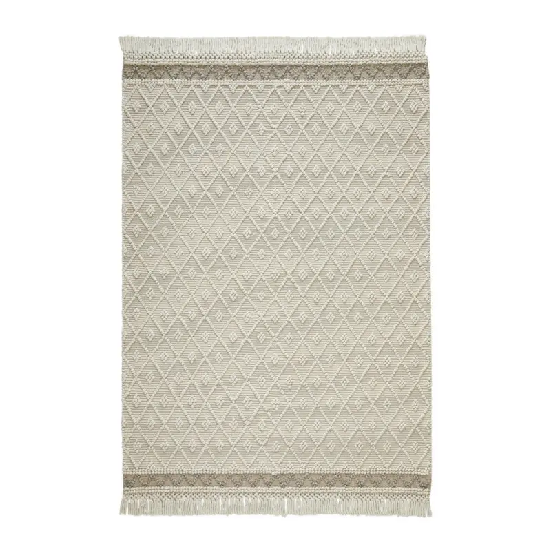 Handwebteppich 70/130 cm Sylt Silberfarben, Beige