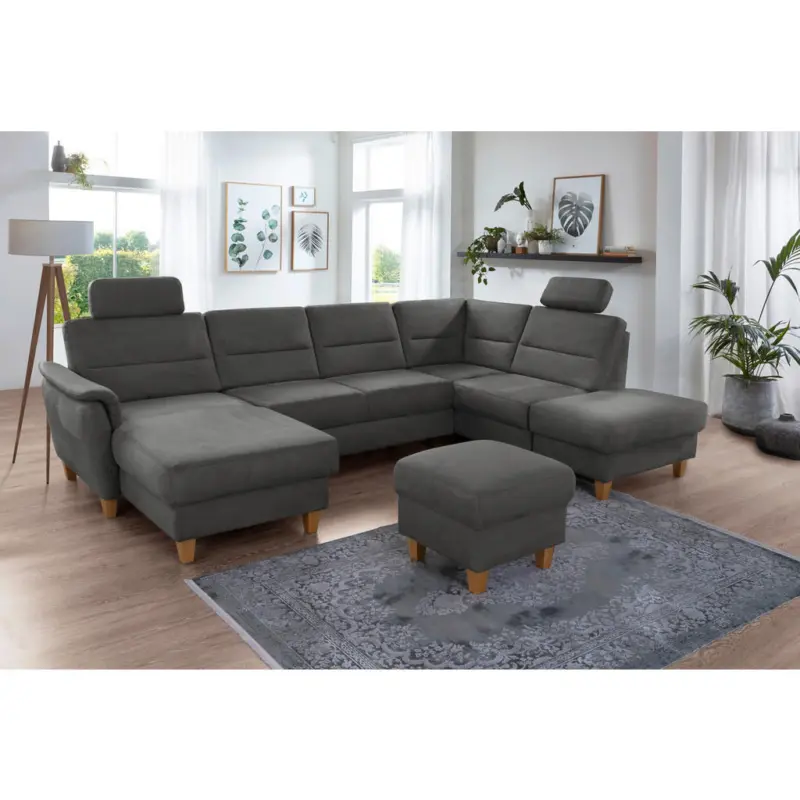 Wohnlandschaft Palmera V in Mikrofaser Grau