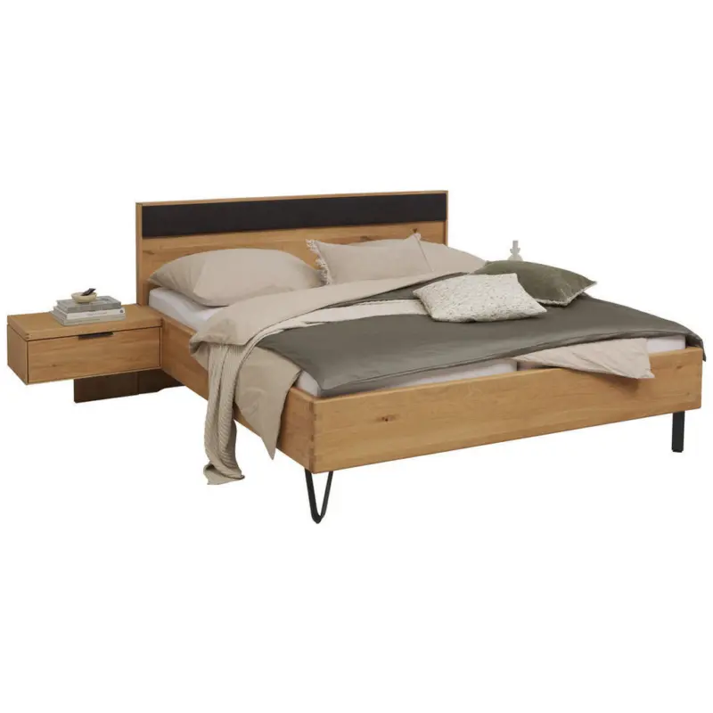 Bettanlage 180/200 cm in Schwarz, Wildeiche