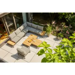 Loungegarnitur 23-teilig Teakholz massiv Aluminium