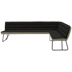 Eckbank 304/184 cm in Anthrazit, Edelstahlfarben, Greige