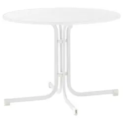 Gartentisch Holzwerkstoff Wei&szlig; rund