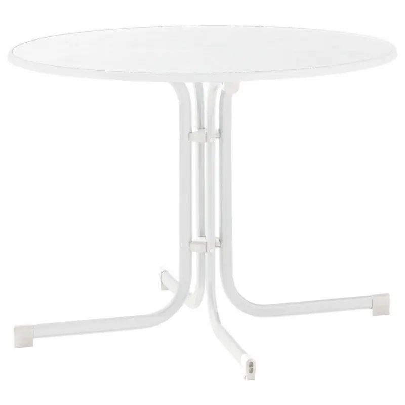 Gartentisch Holzwerkstoff Wei&szlig; rund